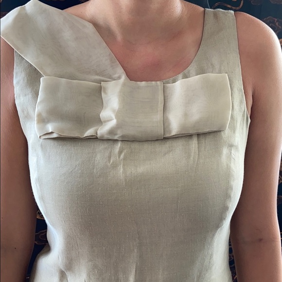 Giorgio Armani Linen Bow OrganzaFlattering Dress 8 - Picture 11 of 13